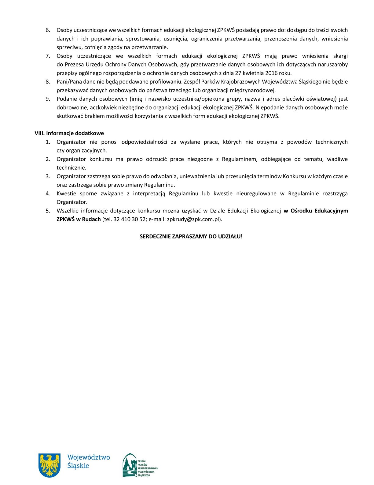 Dalsza część regulaminu konkursu pn. "Miejsca, które kocham"