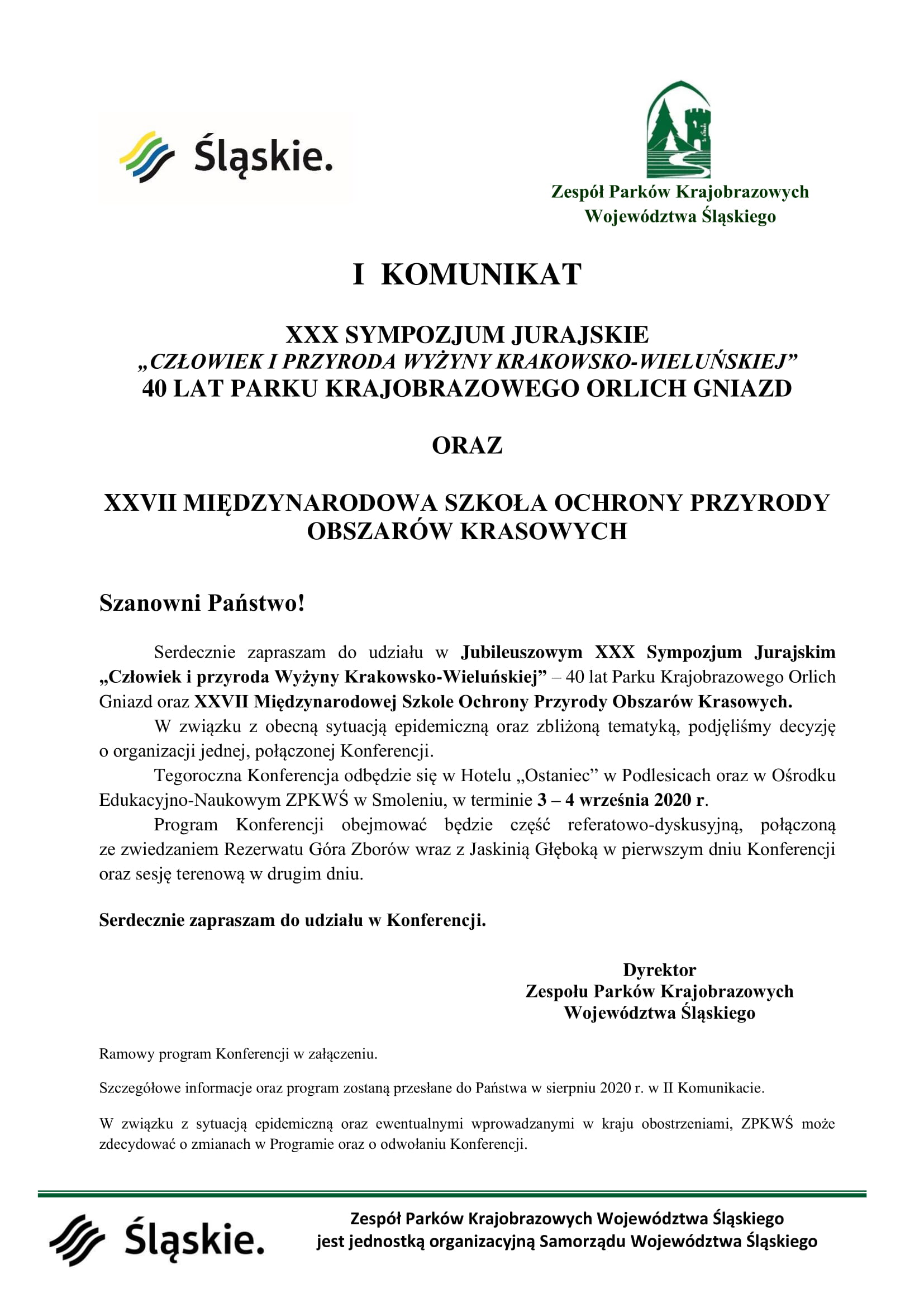 DOBRY 3 4 września I komunikat z logo śląskie 1